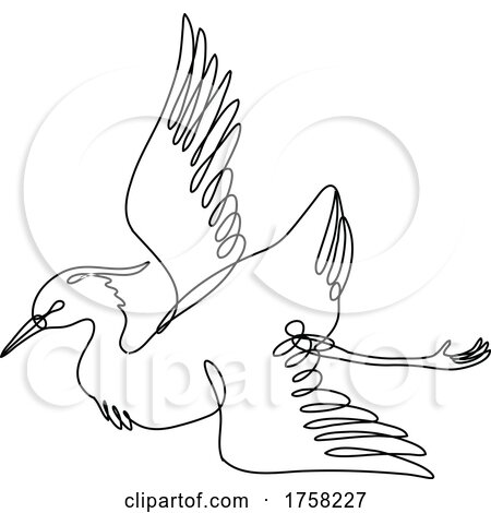 Crane Flying Side View Continuous Line Drawing by patrimonio