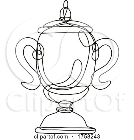 Championship Cup or Champion Trophy Front View Continuous Line Drawing by patrimonio