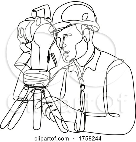 Geodetic Surveyor Using a Theodolite Continuous Line Drawing by patrimonio