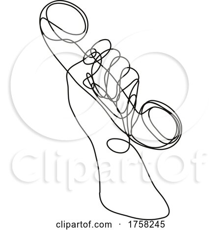 Hand Holding a Vintage Telephone Continuous Line Drawing by patrimonio