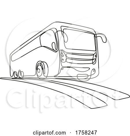 Tourist Coach or Shuttle Bus Low Angle View Continuous Line Drawing by patrimonio