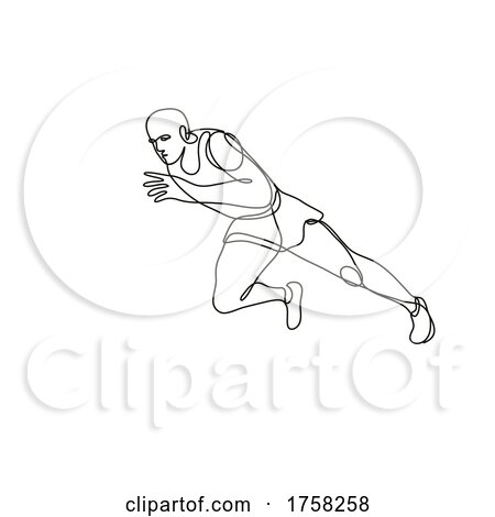 Track and Field Athlete Running Start Continuous Line Drawing by patrimonio