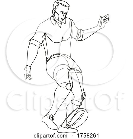 Rugby Union Player Kicking Ball Front View Continuous Line Drawing by patrimonio