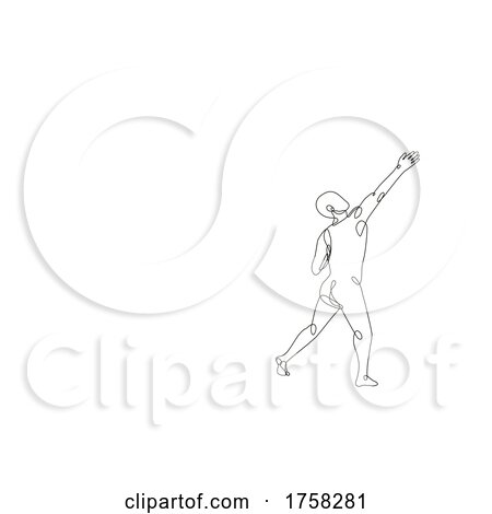 Nude Male Human Figure Stretching Arms Pointing up Side View Continuous Line Drawing by patrimonio