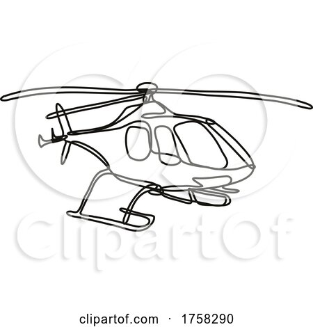 Helicopter in Full Flight Continuous Line Drawing by patrimonio