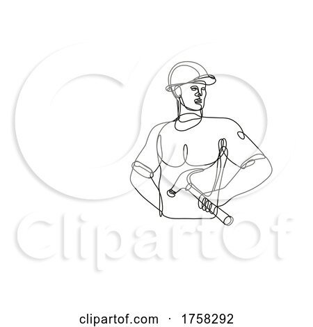 Handyman Holding a Hammer Looking to Side Continuous Line Drawing by patrimonio