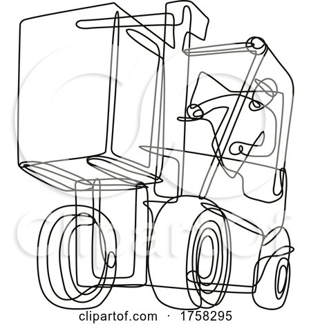 Forklift Operator Driving a Forklift Truck Continuous Line Drawing by patrimonio