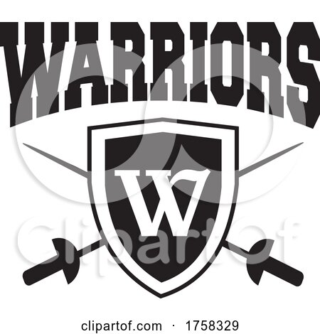 Warriors Text over a W Shield and Crossed Swords by Johnny Sajem