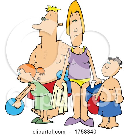 Cartoon Family at the Beach by djart