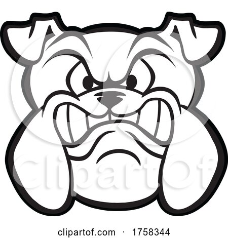 Black and White Growling Bulldog Mascot Head by Johnny Sajem