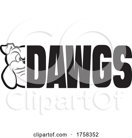 Black and White Mascot Head Under DAWGS Text by Johnny Sajem