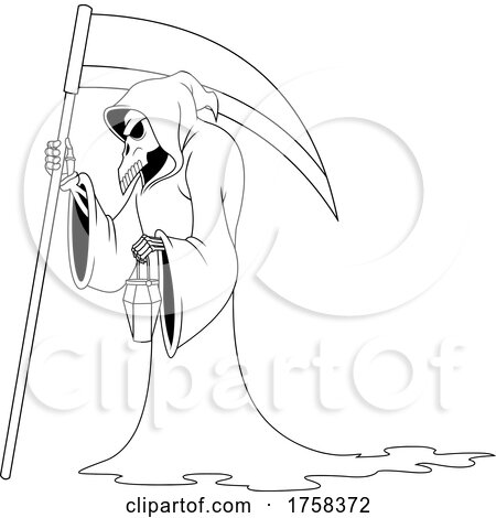 Black and White Cartoon Grim Reaper by Hit Toon