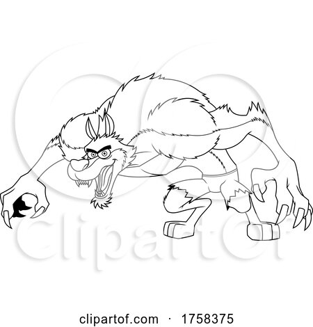 Black and White Cartoon Werewolf by Hit Toon