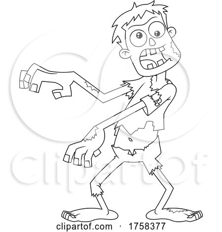 Black and White Cartoon Walking Zombie by Hit Toon