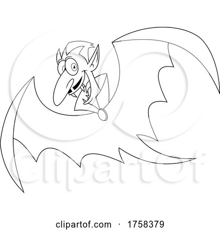 Black and White Cartoon Flying Vampire by Hit Toon