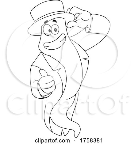 Black and White Cartoon Handsome Ghost Giving a Thumb up by Hit Toon