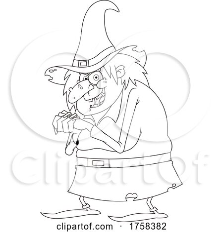 Black and White Cartoon Giggling Witch by Hit Toon