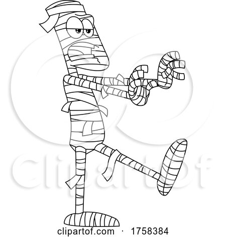 Black and White Cartoon Walking Mummy by Hit Toon