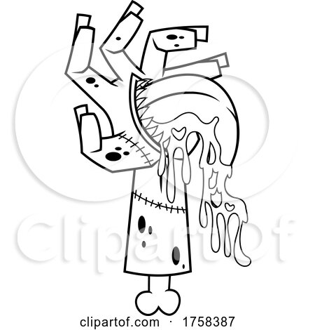 Black and White Cartoon Zombie Hand with a Tongue by Hit Toon