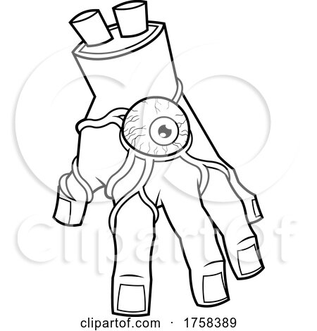 Black and White Cartoon Zombie Hand with an Eyeball by Hit Toon
