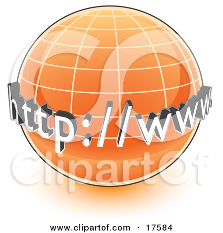 Clipart Illustration of an Orange Globe With A Graph And URL For The World Wide Web. by Leo Blanchette