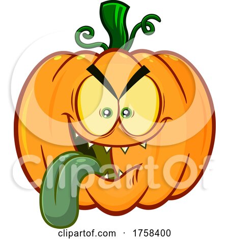 Cartoon Halloween Pumpkin Jackolantern Sticking Its Tongue out by Hit Toon