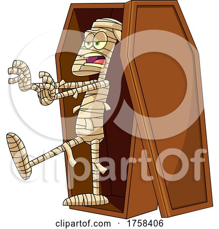 Cartoon Mummy Walking out of a Coffin by Hit Toon