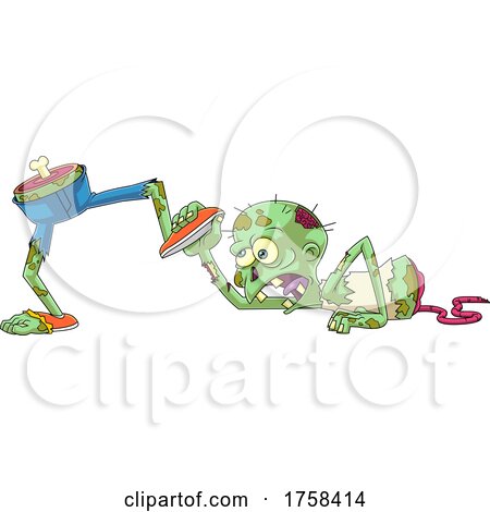 Cartoon Zombie Trying to Grab His Legs That Are Walking Away by Hit Toon