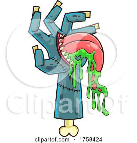 Cartoon Zombie Hand with a Tongue by Hit Toon