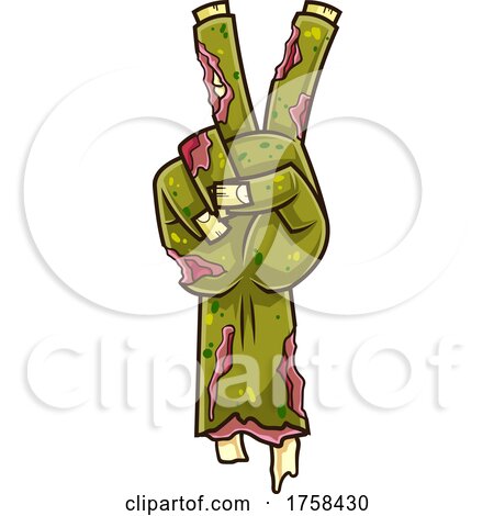 Cartoon Zombie Hand Gesturing a V Peace Victory Sign by Hit Toon