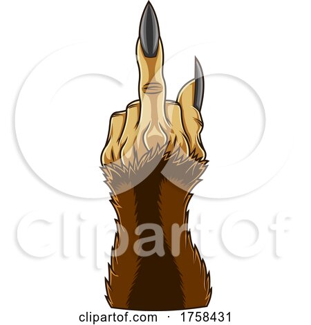 Cartoon Werewolf Paw or Hand Giving the Middle Finger by Hit Toon