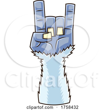 Cartoon Yeti Hand Giving the Rock and Roll Sign of the Horns by Hit Toon