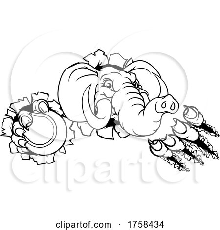 Elephant Tennis Ball Sports Animal Mascot by AtStockIllustration