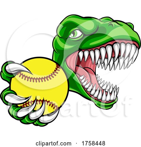 Dinosaur Baseball Player Animal Sports Mascot by AtStockIllustration