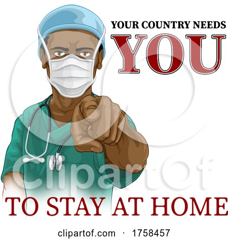 Doctor Nurse Needs You Stay Home Pointing Poster by AtStockIllustration