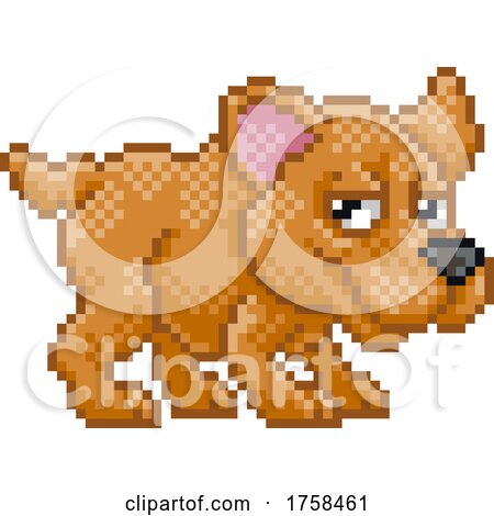 Pet Dog Pixel Art Retro Video Game Animal Cartoon by AtStockIllustration