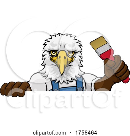 Eagle Painter Decorator Holding Paintbrush by AtStockIllustration