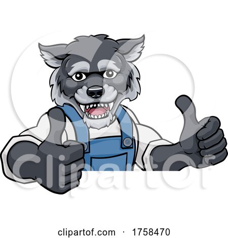 Wolf Mascot Plumber Mechanic Handyman Worker by AtStockIllustration