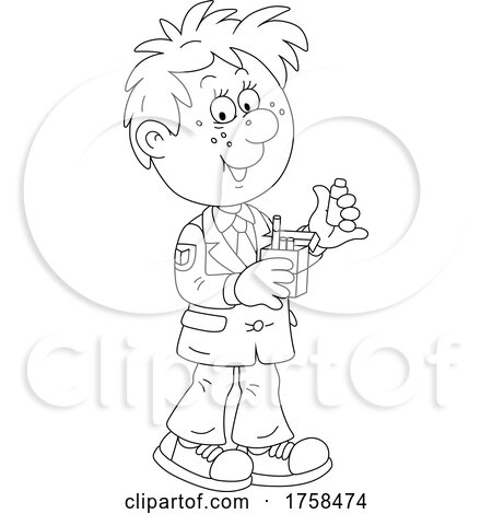 Cartoon Male Smoker Holding a Lighter and Cigarettes by Alex Bannykh