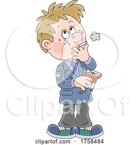 Cartoon Male Smoker Smoking a Cigarette by Alex Bannykh