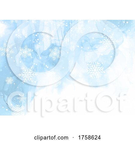 Watercolour Christmas Background with Snowflakes by KJ Pargeter
