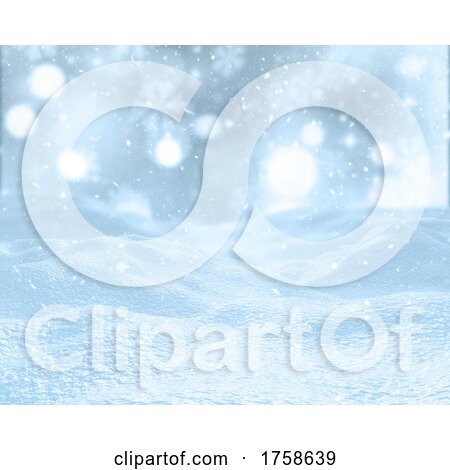 3D Christmas Background with Snow and Bokeh Lights by KJ Pargeter