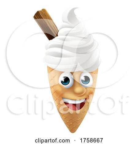 Ice Cream Cone Cartoon Character Mascot by AtStockIllustration