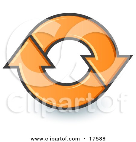Clipart Illustration of Two Orange Page Reload Or Refresh Internet Website Arrows Moving In A Clockwise Motion by Leo Blanchette