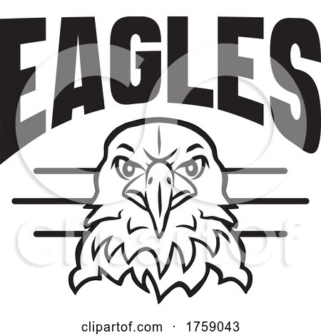 American Bald Eagle Mascot Under EAGLES Text by Johnny Sajem