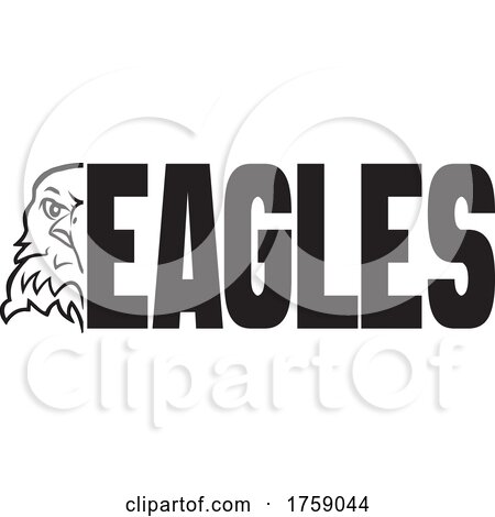 American Bald Eagle Mascot Beside EAGLES Text by Johnny Sajem