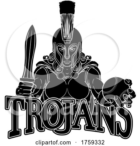 A Spartan Femal Warrior Woman Baseball Sports Mascot by AtStockIllustration