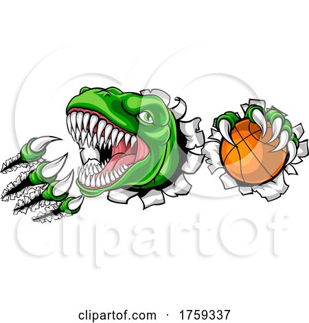 Dinosaur Basketball Player Animal Sports Mascot by AtStockIllustration