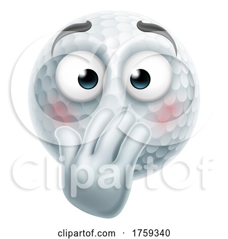 Bashful Timid Shy Embarrassed Golf Ball Emoticon by AtStockIllustration