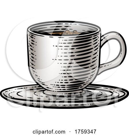 Coffee Tea Cup Drink Mug Vintage Woodcut by AtStockIllustration